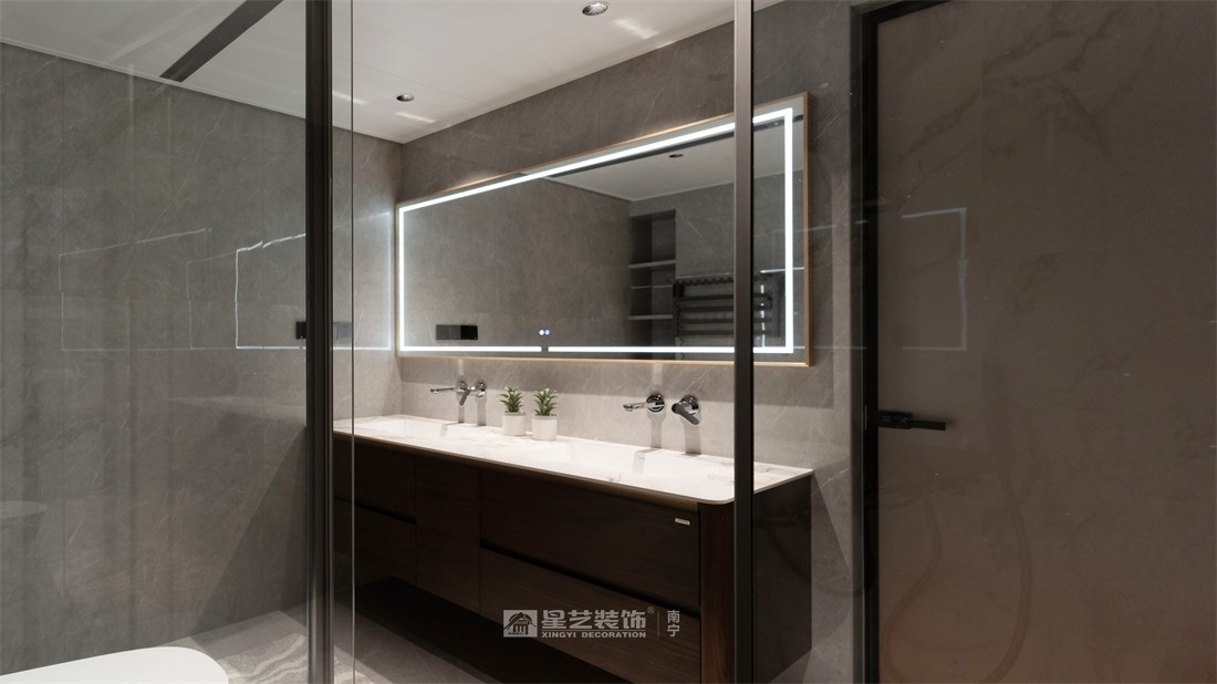 大唐臻觀196平現(xiàn)代簡約淋浴間裝修完工實景